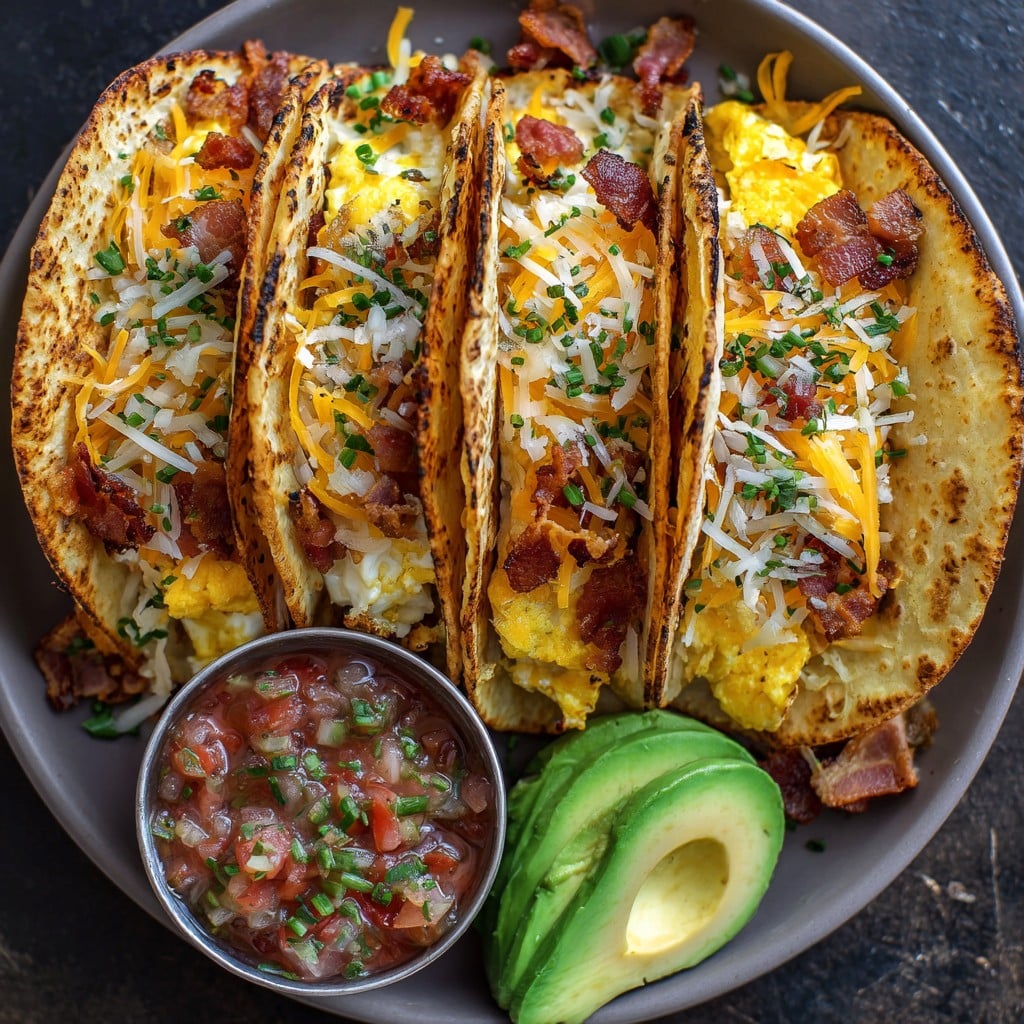 Baked Breakfast Tacos with Bacon and Cheese