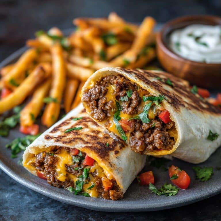 Cheesy Beef Burritos with Fries