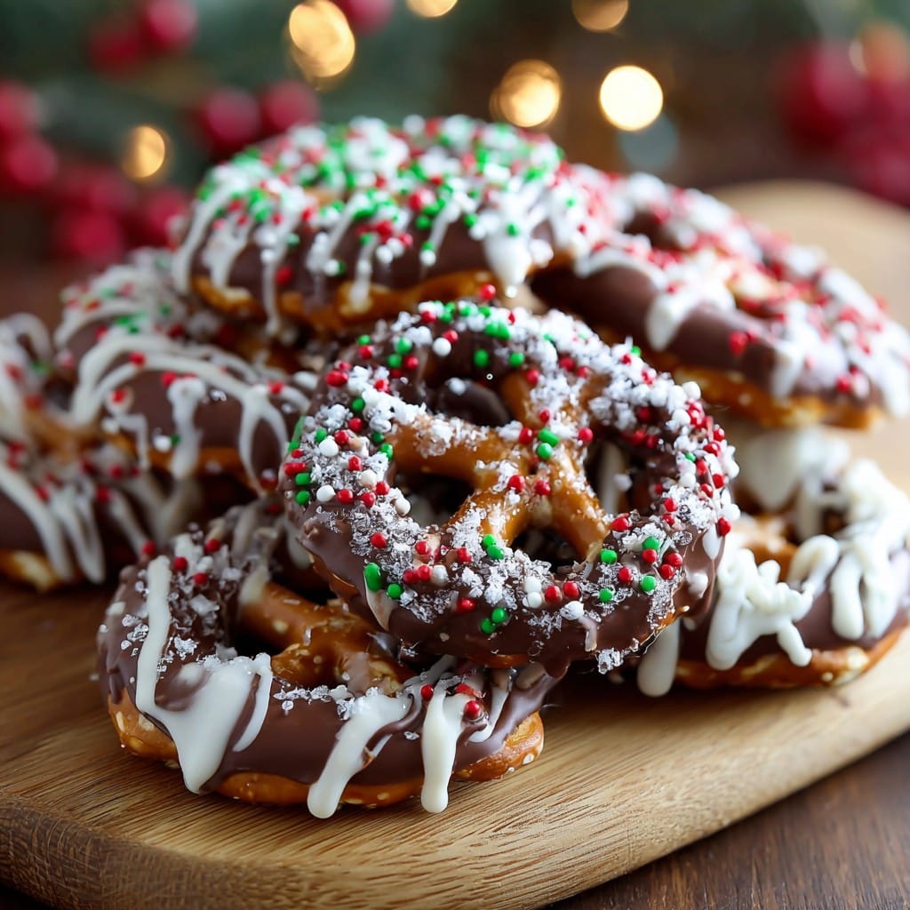 Christmas chocolate dipped pretzels