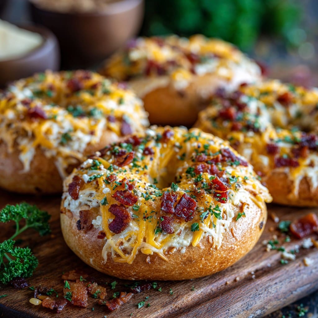 Creamy Bacon Cheddar Bagels