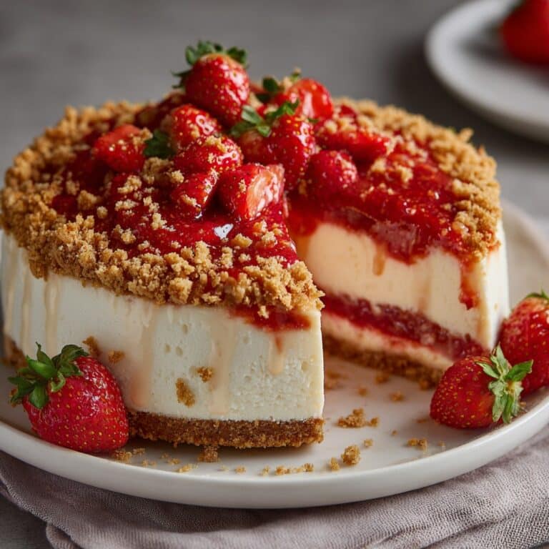 Creamy Strawberry Crunch Cheesecake