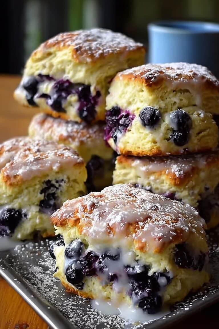 Flaky Blueberry Biscuits with Lemon Glaze