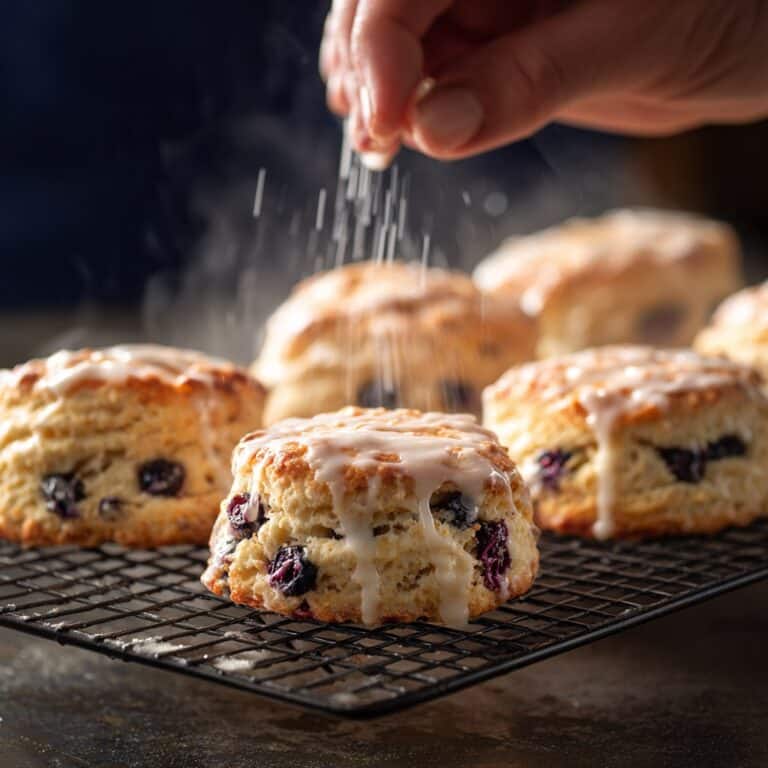 Flaky Blueberry Biscuits with Lemon Glaze