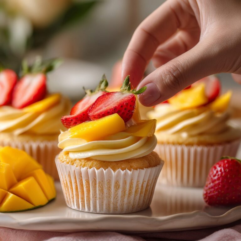 Mango Strawberry Sunset Cupcakes