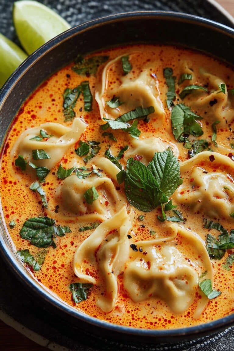 Red Curry Pot Sticker Soup
