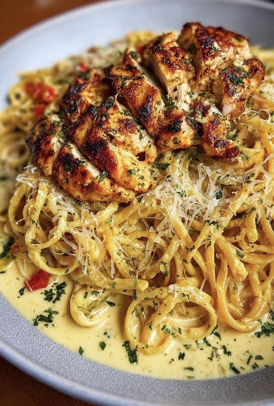 Savory Cajun Chicken and Creamy Garlic Parmesan Linguine