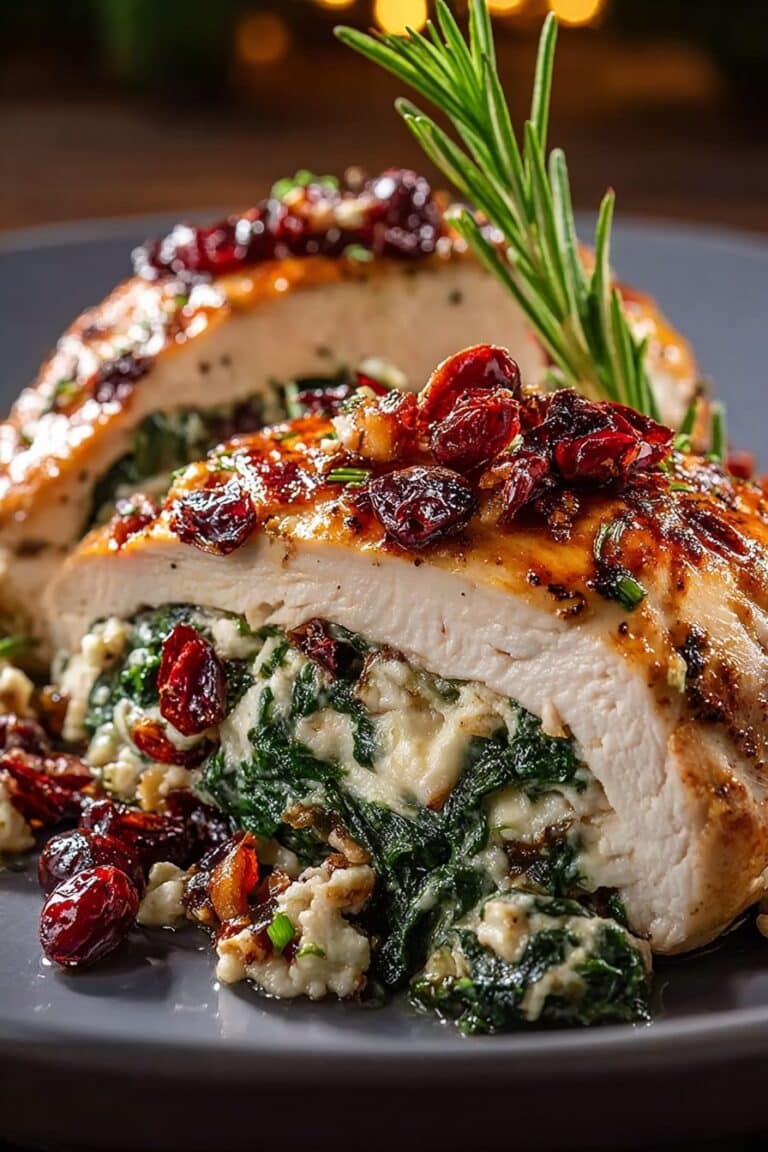 Spinach & Cranberry Stuffed Chicken Breasts