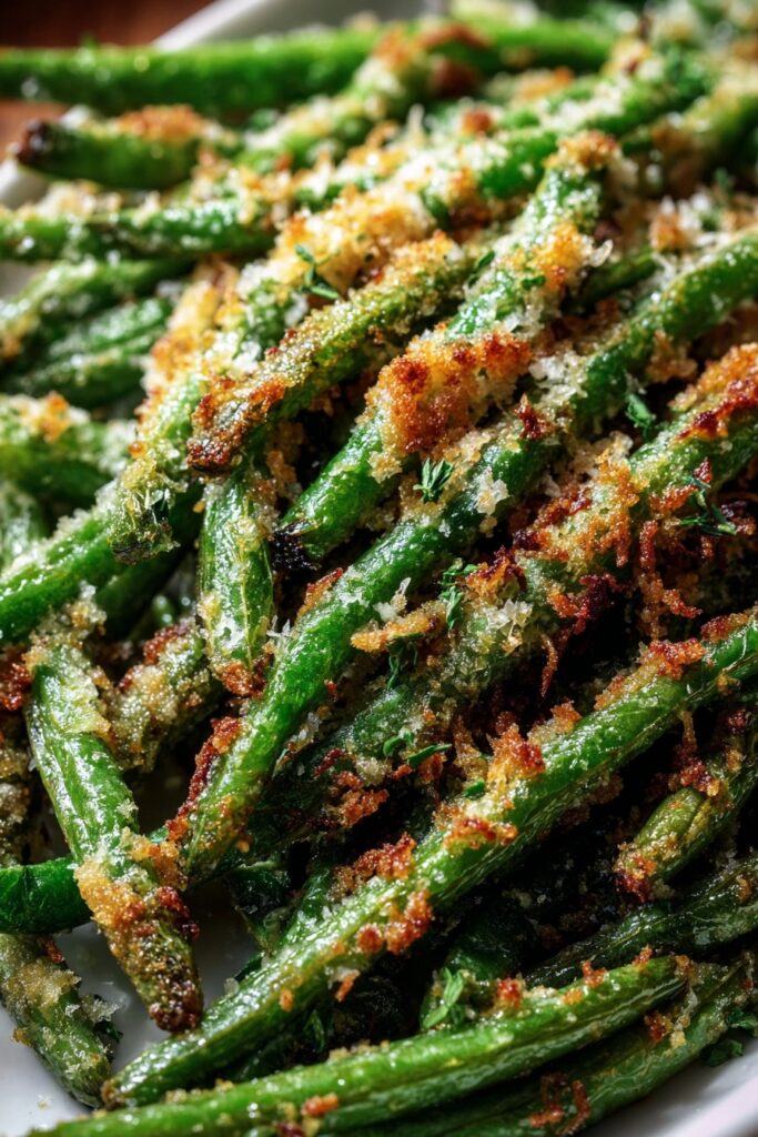 Crispy Garlic Parmesan Roasted Green Beans