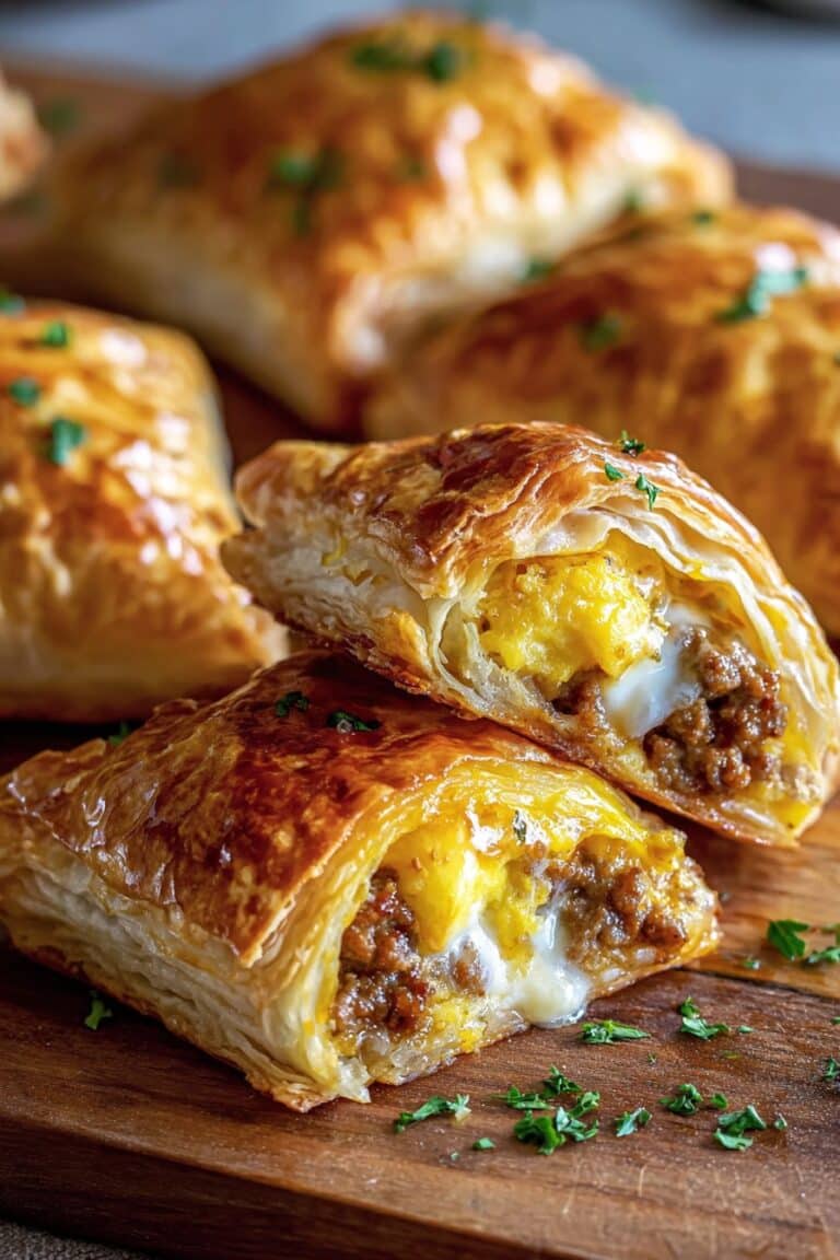Puff Pastry Breakfast Hand Pies with Sausage, Egg and Cheese