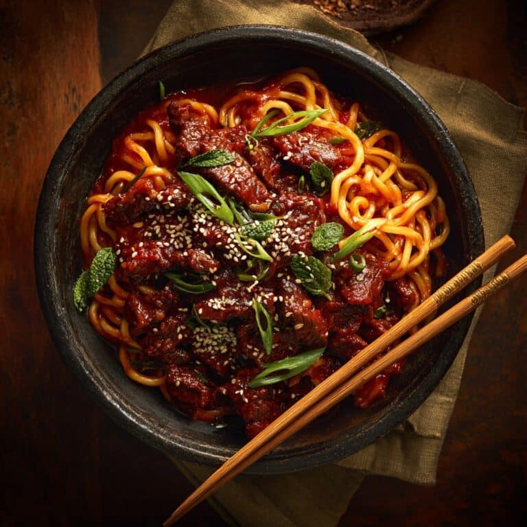 Spicy Korean Gochujang Beef Noodles