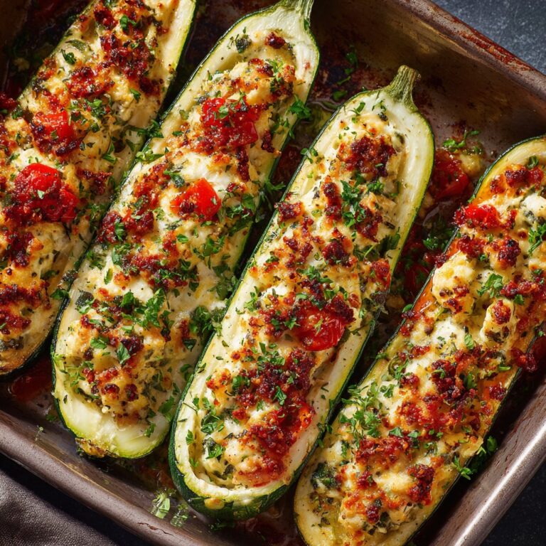 Zucchini Boats stuffed with Spinach Mushroom Ricotta