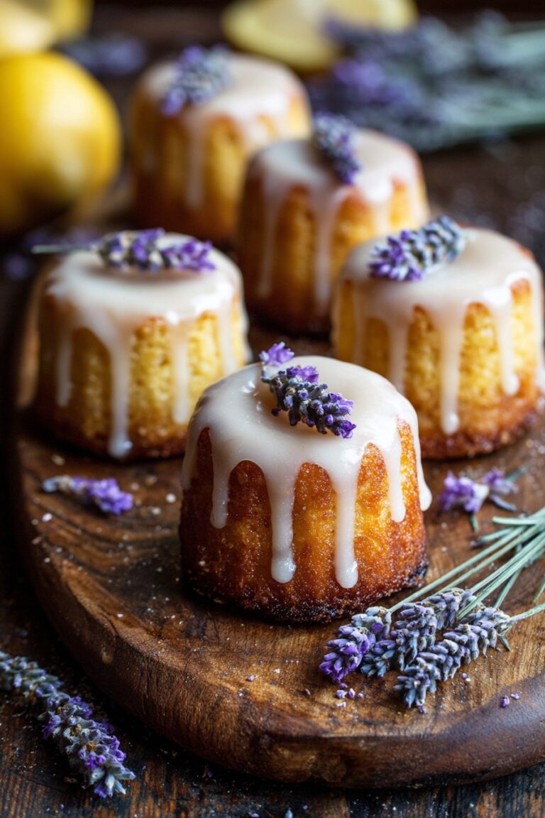 Mini Lemon Cakes With Lavender Glaze