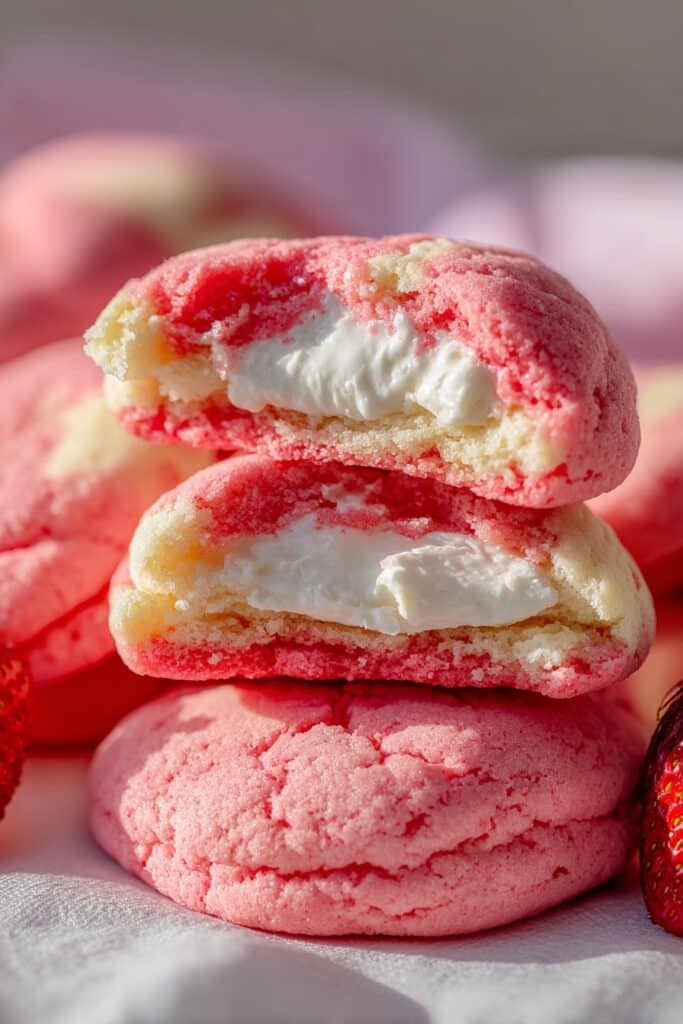 Pink Strawberry Cheesecake Cookies