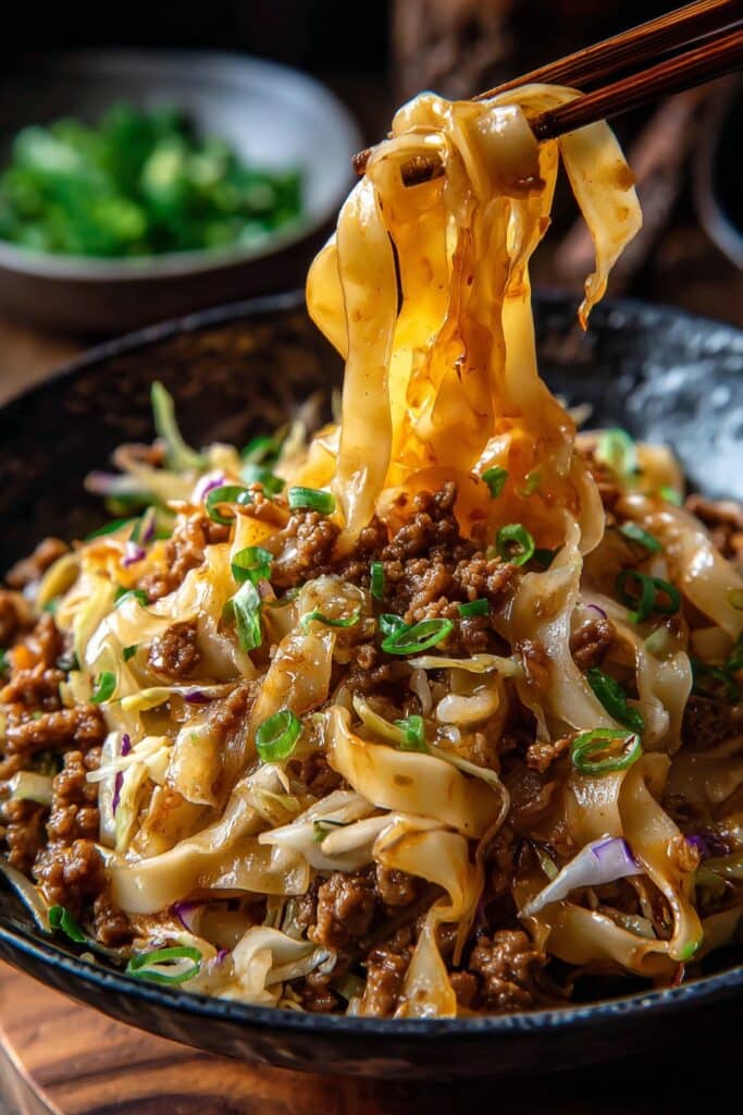 Potsticker Noodle Bowl with Pork & Cabbage Slaw